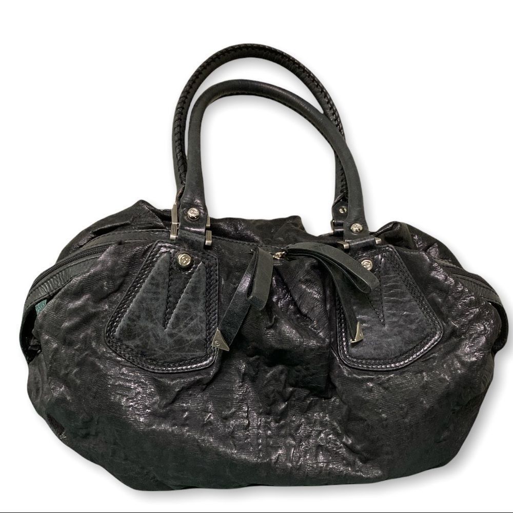 Francesco Biasia Black Fabric Leather Bag